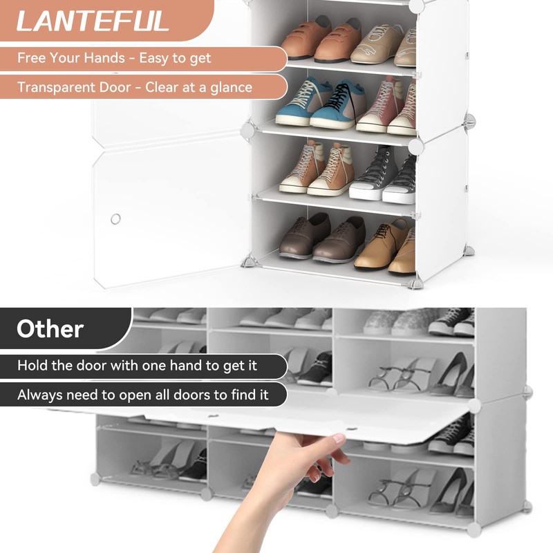 LANTEFUL 10 Tiers Tall Shoe Rack 20 Pair Shoe Organizer