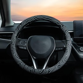 Topography Steering Wheel Cover Auto Steering Wheel Protector, Anti-Slip, Breathable, Absorbing Sweat, Universal Topography Car Accessories 14.5–15 inch,Fit for Most Car, Trucks, SUV