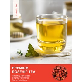 TeeLux Rose Hips Tea Bags, Fruity Flavor and Aroma, Caffeine-free, 100Count