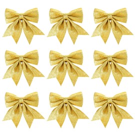 Sprinlot Bows Christmas Tree Gold, 9 Pieces Bow Christmas, Gift Bows Christmas, Christmas Bows, Gold Christmas Bows Outdoor, Bows for Christmas Tree Decoration