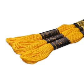 UMC STAG Pack of 3 Premium Embroidery Thread | 100% Egyptian Cotton Premium Skeins | Cross Stitch Embroidery Floss | Oeko TEX Certified Stranded Cotton (Canary Yellow 298)