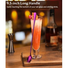 Lovingly Yours 9.5-Inch Long Handle Ice Tea Spoons, Ice Cream Spoons, Iced Teaspoons Long Coffee Spoons, Stainless Steel Stirring Spoons, Set of 4