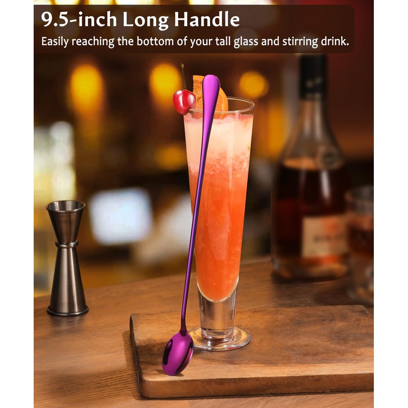 Lovingly Yours 9.5-Inch Long Handle Ice Tea Spoons, Ice Cream