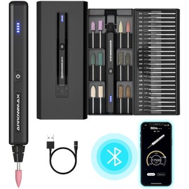 AM ARROWMAX Mini Electric Engraving Pen, 36 Bits With Aluminum Case, Bluetooth, APP, Cordless Mini Rotary Tool, Engraving Pen for Metal, Wood, Glass and Plastic, (SGS MINI) Black
