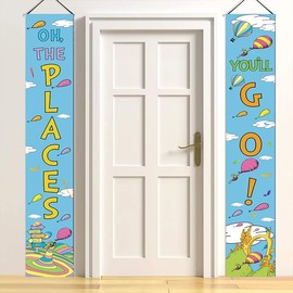 LOONELO Porch Banner for Oh The Places You'll Go with 70.8"X11.8", Theme Party Decorations Hanging Banner for Kindergarten Preschool Graduation Decorations