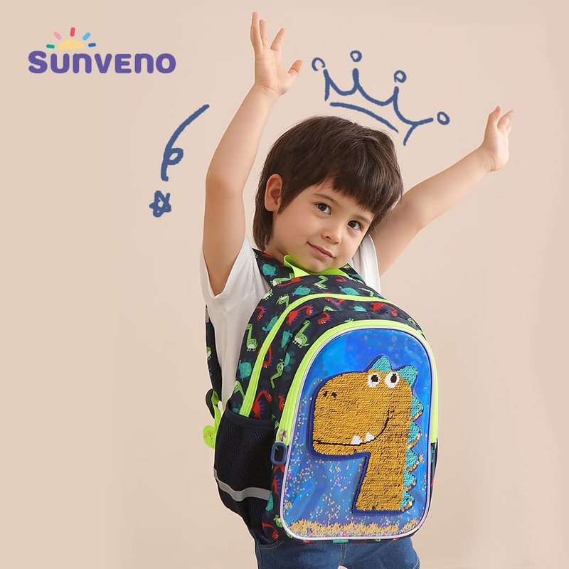 Sunveno Children's Backpack, Sequins Flashing Bag, Green