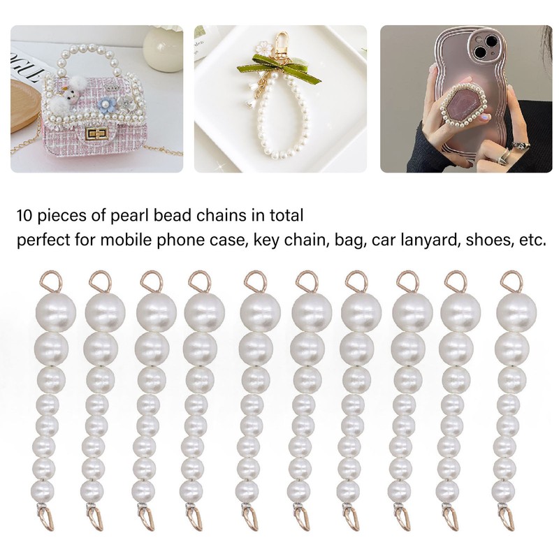 10Pcs Pearl Shoe Chains Polished ABS Resin Metal Buckle Widely