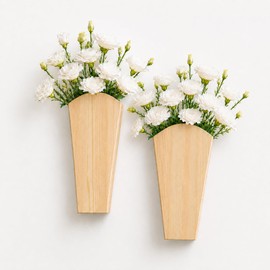 Boho Arched Wood Wall Vase for Flower, Farmhouse Wall Planter Decor