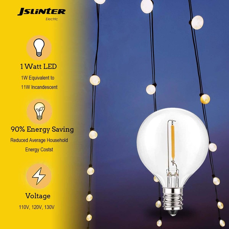 Jslinter G40 LED String Light Replacement Bulbs, 5000K Daylight, 25