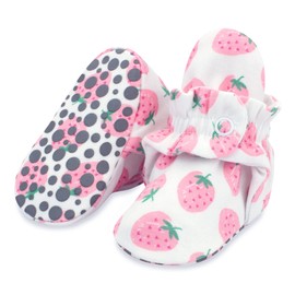 Zutano Unisex Organic Cotton Baby Booties With Gripper Soles, Strawberry, 6M