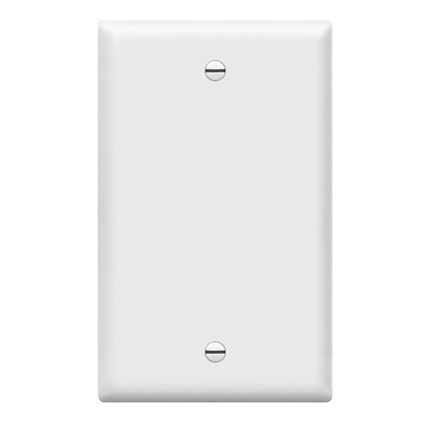 ENERLITES Blank Cover Wall Plate, Gloss Finish, Standard Size 1-Gang 4.50" x 2.76", Polycarbonate Thermoplastic, 8801-W, White