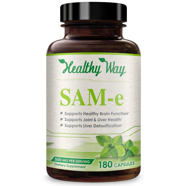 Healthy Way Pure SAM-e 500mg 180 Capsules (S-Adenosyl Methionine) USA Made