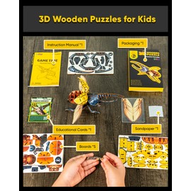 Flybean Eco-Friendly STEM 3D Wooden Puzzle for Kids Age 8+, Realistic Insect Model for Kids,Natural Science Building Challenge Christmas & Birthday Gifts for Boys and Girls