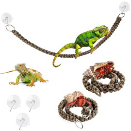 Gecko Climbing Branch 23'' Length,Hermit Crab Toy Chameleon Case Accessories,2 Piece Snake Habitat Terrarium Decor Vine with Suction for Chameleon Tank Frog Gecko Reptile Jungle Decor Vines