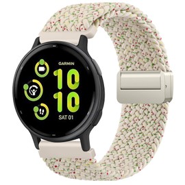 Oumida Elastic Nylon Bracelet for Garmin Vivoactive 5 Wristband/Vivoactive 3 Music, Garmin Venu Sq/Venu Sq 2/Venu Sq 2 Music/Venu 2 Plus Bracelets, Braided Watch Strap with Magnetic Buckle