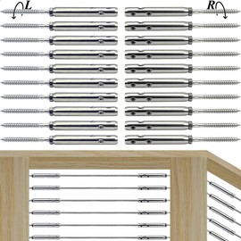 Iutuuk Swageless Tensioners for Wood Posts Cable Railing Hardware Kit, for 1/8 Stainless Steel Cable Rrailing System, Swageless Lag Screws Left & Right 10 Pairs