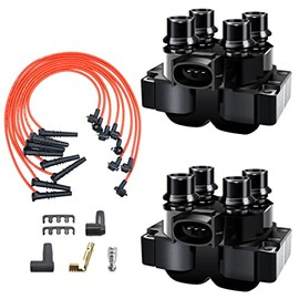 MAS - Juego de 2 bobinas de encendido y 8 cables de bujía compatibles con Ford Mercury Lincoln Contour E-150 Escort Explorer Mustang Ranger Town Car M