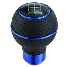 Thruifo 5 Speed Gear Stick Shifter Handle, Leather Covered Aluminum MT Car Shift Knob Fit Most Manual Transmissions, Blue