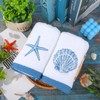 FYSUIMU 3 Pack Ocean Sea Hand Towel Cotton Embroidered Seashell