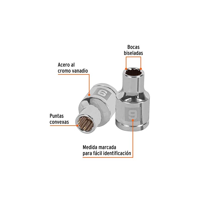 Truper D-1209-EM, Dado de 12 puntas mm, 9 mm, cuadro