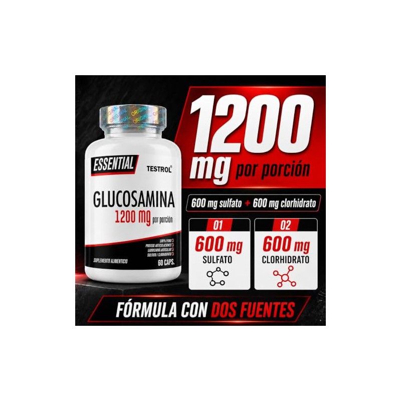 Testrol Glucosamina 1200 Por Porción Suplemento Rutina Movilidad Bienestar Articular