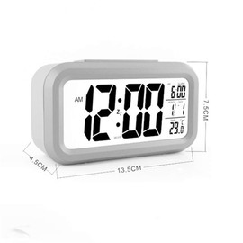 ZKG Time and Temperature Digital Table Snooze Alarm Clock Children Wake Up Kids Alarm Clock Night Light for Children Desk Clock (White)