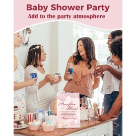 Baby Shower Games, Baby Shower Decorations, 1 Baby Pacifier Hunt Sign and 50 Acrylic Pacifiers for Gender Reveal Games (Pink)