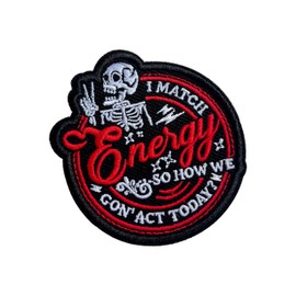 Zolawe I Match Energy So How We Gon' Act Today Hook and Loop Patch, 3 Inches Sew On Patches, Embroidery Patches for Backpacks Bags Vest Dog Harness, Meme Skeleton Tactical Military Embroidered Patches