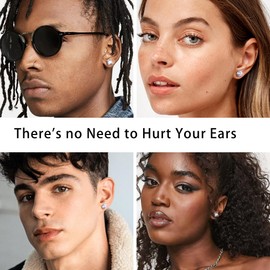 B07NZ7JMZ9MILACOLATO 2 Pairs Magnetic Stud Earrings for Men Women Mens Silver Stud Fake Earrings Stainless Steel Non-piercing No Piercing CZ Hypoallergenic 4-10mm