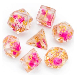 Cute Polyhedral Dice Set for Dungeons & Dragons DND (Pink Flower)
