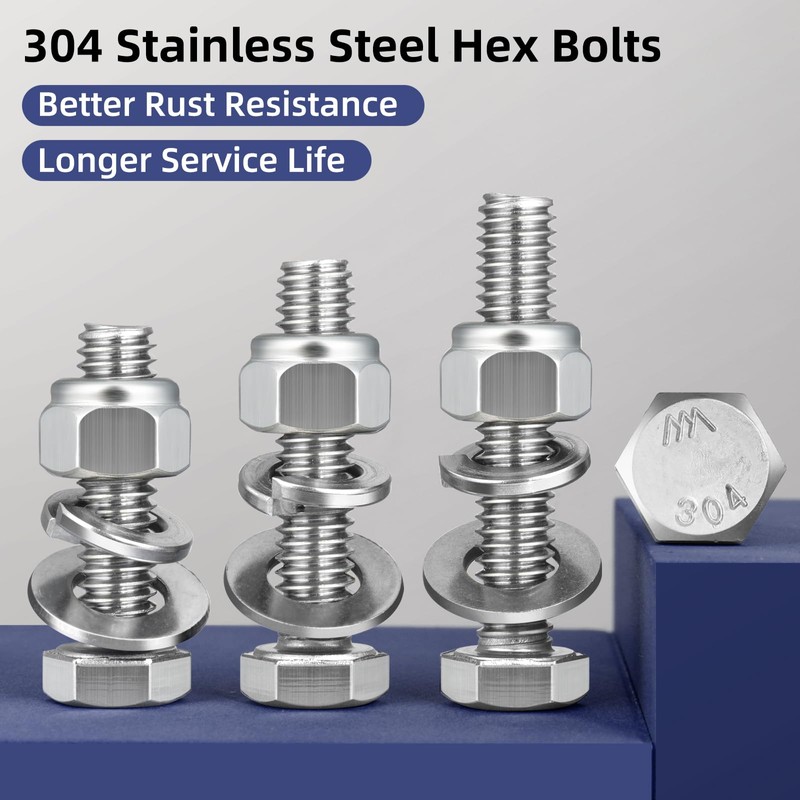 BNUOK (4 Sets) 3/8-16 x 3 Hex Head Screw Bolt,Lock