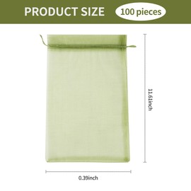 Pack of 100 Grape Protection Bags, 20 x 30 cm Fruit Protective Bags with Drawstring, for Protection Against Wasp Breed, Fruit Fly, Birds and Other Insects, Army Green