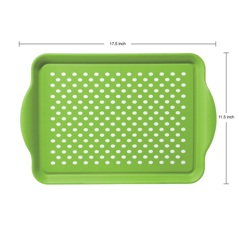 Oggi Rectangle Non Skid Rubber Grip Serving Tray, Green