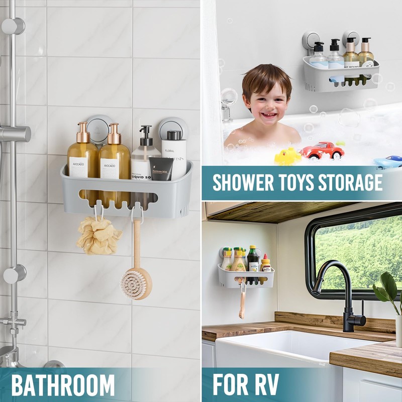 TAILI Bathroom Shelf Suction Shower Caddy Shower Storage No Drilling