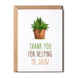 Thank You For Helping Me Grow - Thank You Card For Teacher - Appreciation Card For School Teacher Mom - Cute Teachers Day Card