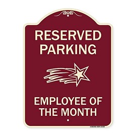 SignMission Designer Series Sign - Reserved Parking - Employee of The Month 1 | Burgundy 18" x 24" Heavy-Gauge Aluminum Architectural Sign | Protect Your Business & Municipality | Made in The USA