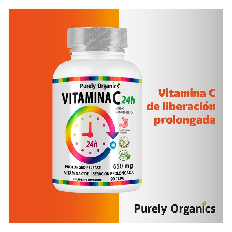 Vitamina C de liberación prolongada. Activo por 24 horas. Con