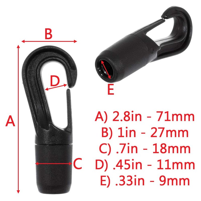 Craft County Black Locking Cord End Hooks – Fits 1/4