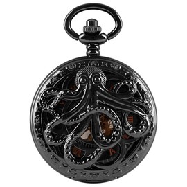 Classic Octopus Hollow Design Hand Winding Mechanical Pocket Watch Mens Watches