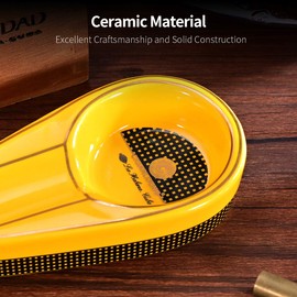 CIGARLOONG Cigar Ashtray Single Large Slot Portable Ashtray for Home and Outdoor/Tabletop/Guest Room (Color: Yellow)