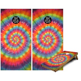 Cornhole Bag Toss Game Board Vinyl Wrap Skin Kit - Tie Dye Swirl 107 (fits 24x48 Game Boards - Gameboards NOT Included)