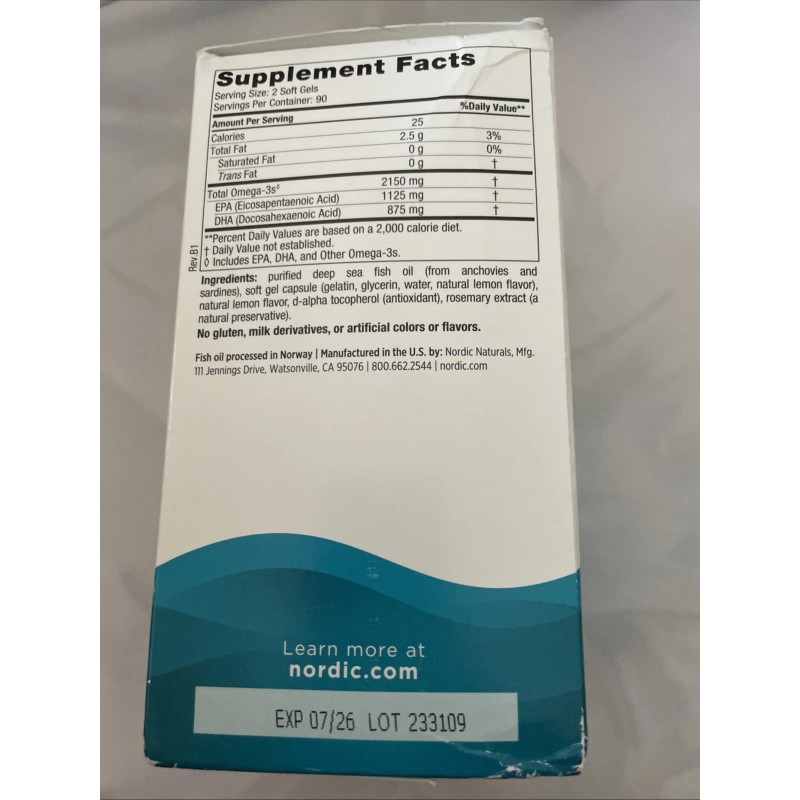 Nordic Naturals Omega-3 Softgel Capsule - 180 Count