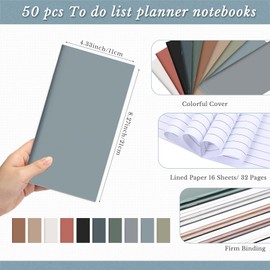 Qilery 50 Pcs Bulk Pocket Planner 2024 Habit Tracker Notebooks Gifts Employee to Do List Weekly Goals Notepad with Inspirational Quotes Team Gifts for Employees Coworker (Neutral Color)