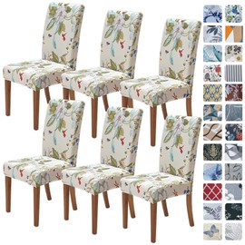 SPRINGRICO Chair Covers for Dining Room 6 Pack, Stretch Dining Chair Cover, Washable Spandex Kitchen Parsons Chair Slipcovers, Green Chair Covers for Home or Party (Set of 6, Green Garden)