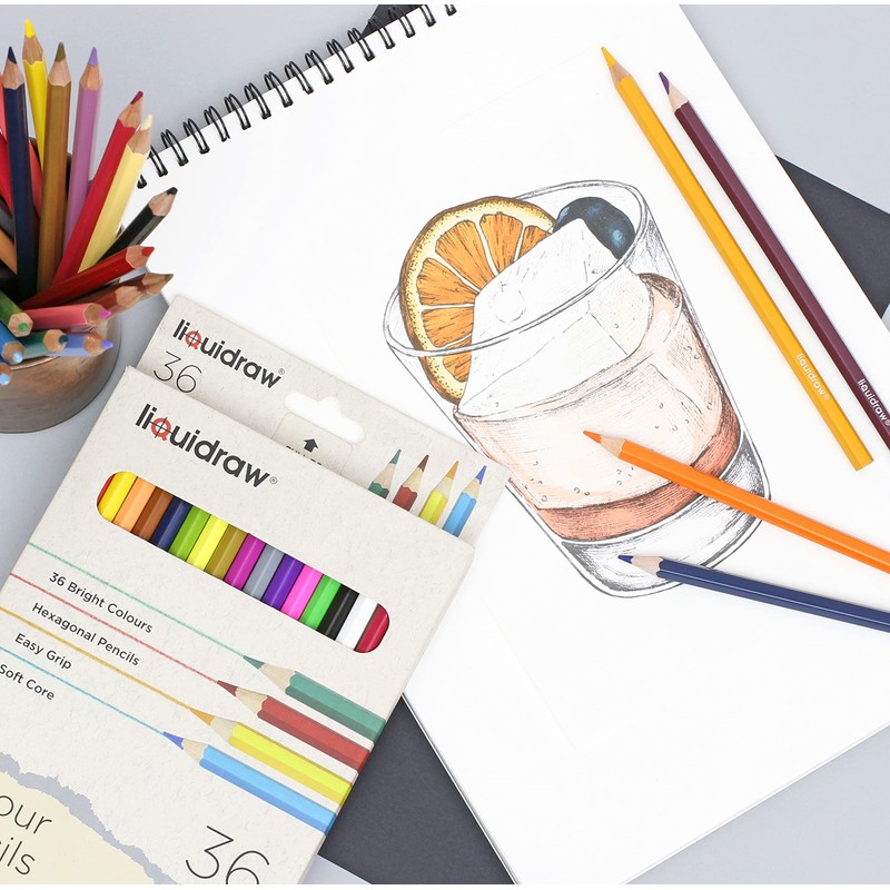 Liquidraw 36 Adult Colouring Pencils, Premium Art Coloured Drawing Pencils