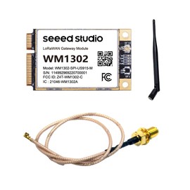 Embedded Works WM1302 LoRaWAN Gateway Module with RF Cable Assembly and 2dBi 915MHz RP-SMA Male Rubber Duck Antenna Bundle (300 mm Cable)