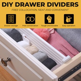 OzzyCozy 4PCS Expandable Drawer Dividers, Adjustable Drawer Organiser 27cm -47cm Large Expandable Drawer Organizers - Versatile Separators for Kitchen, Bathroom, Dresser, Bedroom, and Office