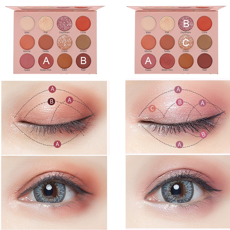 12 Colors Eye Shadow Waterproof Matte Glitter Eye Shadow Makeup