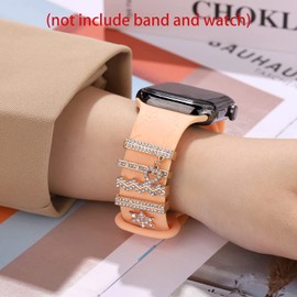 Watch Band Charms for Smart Watch for Women Decorative Ring Loops 38mm 40mm 41mm 42mm 44mm 45mm Compatible with iWatch Series 7 6 5 4 3 2 1 SmartWatch Band Accessories Diamond Jewelry(No Watch Band)