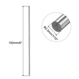 uxcell 5Pcs 304 Stainless Steel Round Rod 1/10" Diameter 6" Length Solid Rod Shaft Lathe Bar Stock for DIY Model Industry Metal Working Making